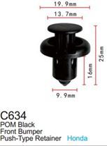 Клипса для крепления внутренней обшивки а/м Хонда пластиковая 100 шт Forsage C0634(Honda)