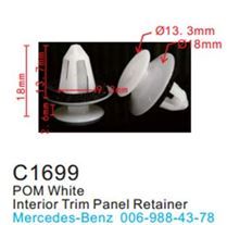 Клипса для крепления внутренней обшивки а/м Мерседес пластиковая, 100 шт Forsage C1699(Mersedes)