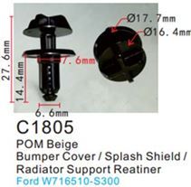 Клипса для крепления внутренней обшивки а/м Форд пластиковая, 100 шт Forsage C1805(Ford)