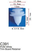 Клипса для крепления внутренней обшивки а/м GM, пласт., 100 шт Forsage C0391(GM)