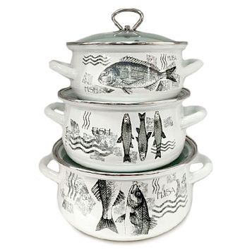 Набор кастрюь 1 Экстра стиь, 2, 3, 4 беая Керченский металлургический завод 61915-РЫБА