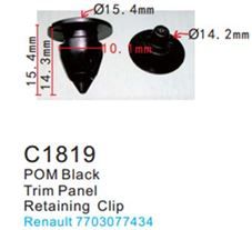 Клипса для крепления внутренней обшивки а/м Рено пластиковая, 100 шт Forsage C1819(Renault)