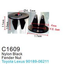 Клипса для крепления внутренней обшивки а/м Тойота пластиковая, 100 шт Forsage C1609(Toyota)