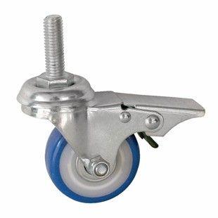 Колесо аппаратное поворотное SCtvb 25 50 мм с болтом и тормозом (синяя резина) TOR 1027145
