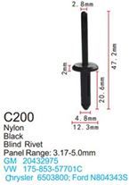 Клипса для крепления внутренней обшивки а/м GM, пласт., 100 шт Forsage C0200(GM)