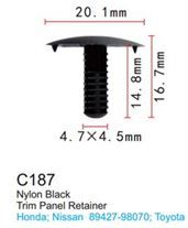 Клипса для крепления внутренней обшивки а/м Ниссан пластиковая, 100 шт Forsage C0187(Nissan)