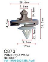 Клипса для крепления внутренней обшивки а/м Фольксваген пластиковая, 100 шт Forsage C0873(VW)
