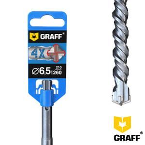 Бур (сверло) по бетону 6,5 мм длина 210 мм SDS-plus 4-х кромочное GRAFF 62465260