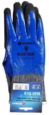Перчатки защитные от минимальных рисков, покрыты нитрилом, латексная защита, Blue Tech, р. 10, WUMAX 1899407210
