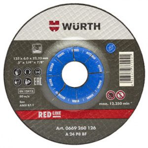 Зачистной круг d 230x6,0 мм, изогн., RED LINE, сталь WÜRTH 0669260236