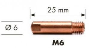Наконечник М6 - 0,8 мм, 25мм для горелки Abicor Binzel MB15 AK WÜRTH 0708001344