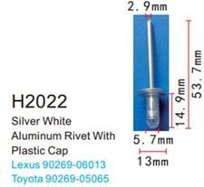 Клипса для крепления внутренней обшивки а/м Тойота аллюминиевая 100 шт Forsage F-H2022(Toyota)