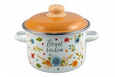 Кастрюля эмал цил Floral kitchen 5,5л ТМ Appetite Стальэмаль 6RD221M_FK