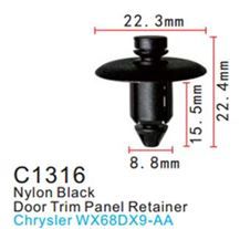 Клипса для крепления внутренней обшивки а/м Крайслер пластиковая, 100 шт Forsage C1316(Chrysler)