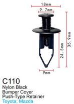 Клипса для крепления внутренней обшивки а/м Тойота пластиковая, 100шт Forsage клипса C0110(Toyota)