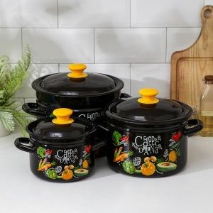 Набор кастрюь -1, 2, 4, 6 л, корич. Керченский металлургический завод 41704-РАЦИОН