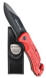 Нож складной в чехле G-10, лезвие - 85 мм, 75 лет WÜRTH 071566 561