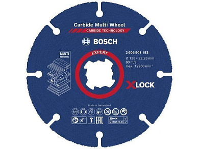 Круг отрезной 125х2.5x22.2 мм дерево, пластик, гипсокартон X-LOCK Carbide, прямой Bosch 2608901193