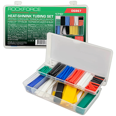 Набор цветных термоусадочных трубок 2-18 мм 171 пр RockForce RF-06867