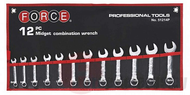 Набор комбинированных укороченных ключей 8-19 мм12 пр. Force 51214P