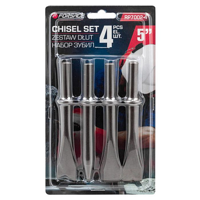 Набор зубил разнопрофильных 4 пр., круглая посадка ø10 мм, L-125 мм Forsage F-RP7002-4