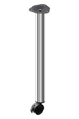 Опора меб. круглая d50 h710 с колесом с тормозом, хром AKS RU 47658