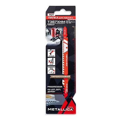 Пилкa д/лобзика Ultra T367XHM 132/106мм, шаг3,6-5мм, TCT, Progressor по ЦСП/дереву 1шт METALLICA 909157