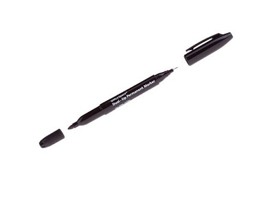 Маркер перманентный двухсторонний черный, пулевидный, 0,8/2,2мм, толщ. линии 0,8/2,2 мм, черный OFFICESPACE DPM_1574BL