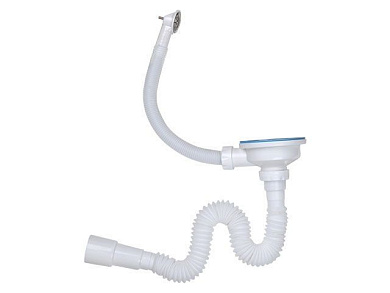 Сифон 3 1/2" гофрированный, с круглым переливом, латунный винт 45 мм, выход 40/50, AV Engineering AVE129778