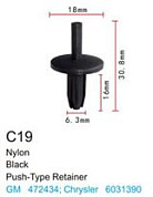 Клипса для крепления внутренней обшивки а/м Крайслер пластиковая, 100 шт Forsage C0019(Chrysler)