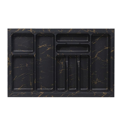 Лоток для столовых приборов 800 MARBLE 735*485, черно-золотой мрамор AKS 125453