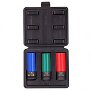 Набор головок ударных 6-гр. удлиненных для колесных дисков 17, 19, 21 мм, 1/2'', 3 пр. Stels 13953