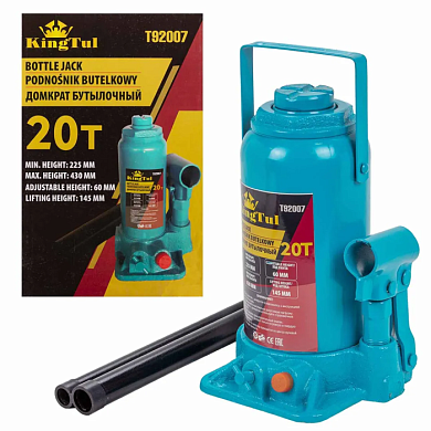 Домкрат бутылочный 20 т, с клапаном, 225-430 мм KINGTUL KT-T92007