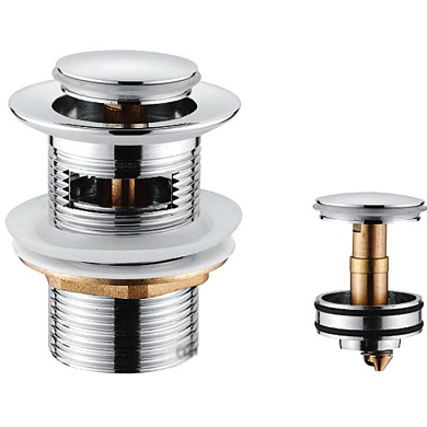 Донный клапан (выпуск) для умывальника с переливом и сеткой click/clack 1 1/4", латунь, хром Ledeme L66-1