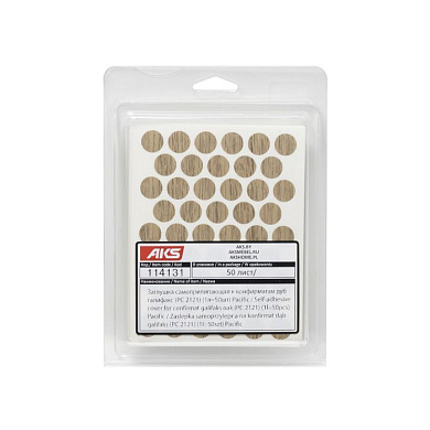 Заглушка самоприлипающая к конфирматам дуб галифакс (PC 2121) (1л=50шт) PACIFIC 114131