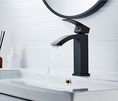 Смеситель для умывальника, цинк, черный Ledeme L1055B-15