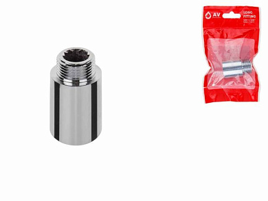 Удлинитель 1/2" вн.-нар.х25 мм усиленный ХРОМ, инд. упак. AV Engineering AVE301017