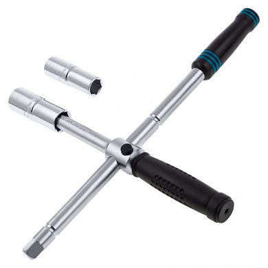 Ключ баллонный складной с изменяющимся рычагом 17x 19x21x23 мм хромированный Gross 14270