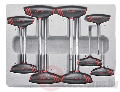 Набор Т-обр. отверток Hex 2-10 мм 9 пр. Force 2097