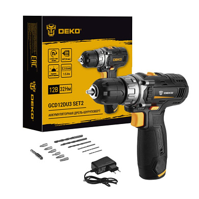 Дрель-шуруповерт аккумуляторная GCD12DU3 SET 2 DEKO 063-4146