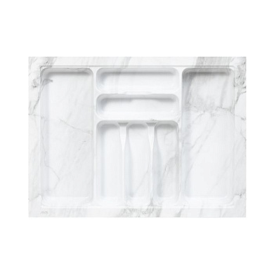 Лоток для столовых приборов 700 MARBLE 635*485, бело-серый мрамор AKS 125448