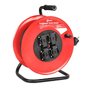 Удлинитель на катушке "Гефест 2,0" 4 гнезда 20м с заземлением и предохранителем КГ 3*2,5 16А/3,5кВт IP44 PROxima UKG02-16-R325-4-20-IP44