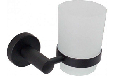 Стакан для зубной щетки, нержавеющая сталь SUS 304 + стекло, черный Ledeme L71706B