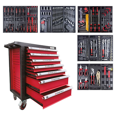 Набор инструментов 181 пр в тележке 7 полок EVERFORCE EF-55304