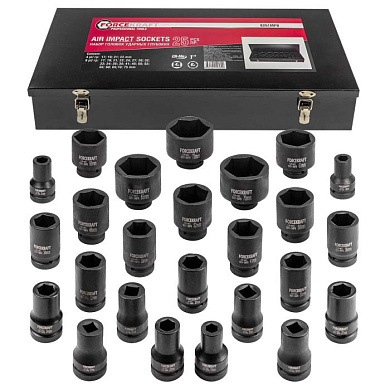 Набор головок ударных 25 пр. 1'', 6-гр. 17-75 мм ForceKraft FK-8251-5MPB