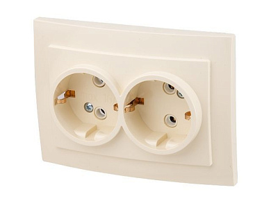 Розетка 2-ая, скрытая, с/з, бежевая, Стандарт, RS 16-238-БЖ, Юпитер JP7425-03