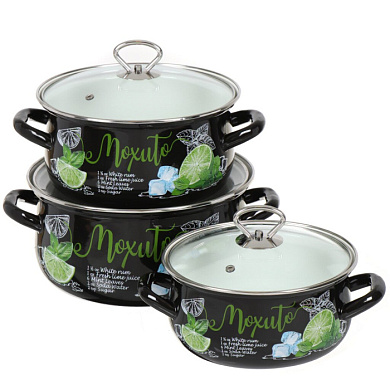 Набор кастрюь 1 Экстра стиь, 2, 3, 4 черная Керченский металлургический завод 61915-МОХИТО