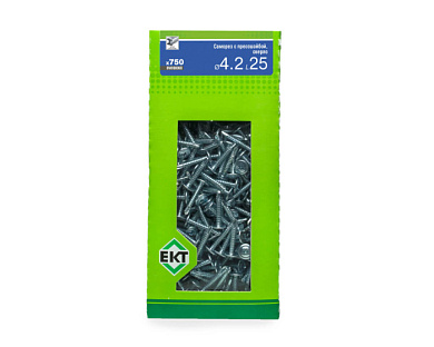 Саморез с п/ш 4.2х25 сверло, цинк, в коробке с окном, 750 шт ЕКТ BW000060