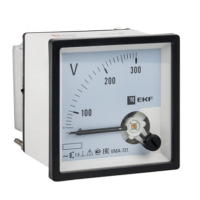 Вольтметр VMA-721 аналоговый на панель (72х72) квадратный вырез 300В прямое подкл, EKF PROxima vma-721-300