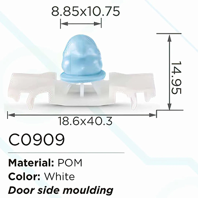 Клипса для крепления внутренней обшивки а/м европейских а/м/ Фиат пластиковая 100 шт/уп Forsage C0909[European car/Fiat]